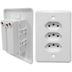 TOMADA TRIPLA 2P+T 4X2 10A STYLUS MONOBLOCO BRANCA REF 201201