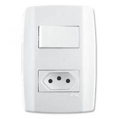 INT 1 TECLA + TOM 2P+T 4X2 SLIM BRANCA REF 80200