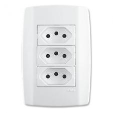 TOMADA TRIPLA 2P+T 4X2 10A SLIM MONOBLOCO BRANCA REF 80123