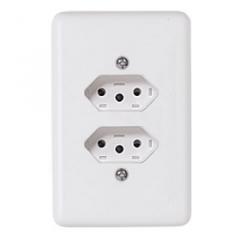 TOMADA DUPLA 2P+T 4X2 10A STYLUS MONOBLOCO BRANCA REF201200