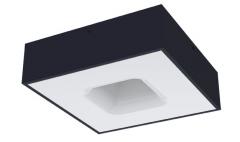 PLAFON LED 50W WAFFLE PRETO FOSCO 2700K LUZ AMARELA