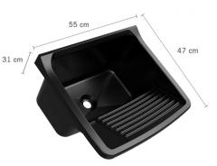 TANQUE PLAST P/ LAVAR ROUPA 55X47X31 34L PRETO