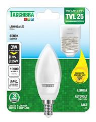 LAMPADA LED VELA LEITOSA 3W C/ADAP E27 6500K LUZ BRANCA