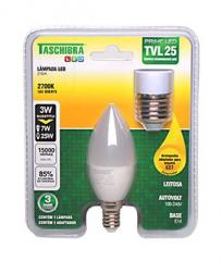 LAMPADA LED VELA LEITOSA 3W TVL 25 E14 C/ADAP 2700K LUZ AMARELA