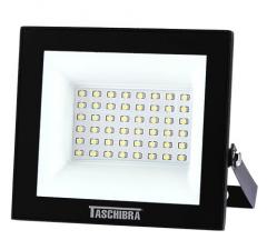 REFLETOR LED SLIM 50W PRETO 3000K LUZ AMARELA