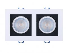 SPOT EMBUTIR LED 10W QUADRADO RECUADO DUPLO FRAME 2XMR16 3000K LUZ AMARELA