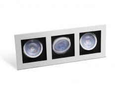 SPOT EMBUTIR LED 15W QUADRADO RECUADO TRIPLO FRAME 3XMR16 6500K LUZ FRIA