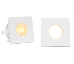 SPOT LED 1W QUANDRADO PARA MOVEIS 2PC BRANCO 3000K LUZ AMARELA