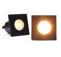 SPOT LED 1W QUADRADO PARA MOVEIS 2PC PRETO 3000K LUZ AMARELA