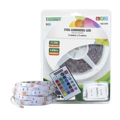 FITA LED 4.8W 30 LEDS/M 5M 12V IP20 RGB C/FONTE