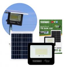 REFLETOR LED 150W + PAINEL SOLAR PRETO 6500K LUZ FRIA
