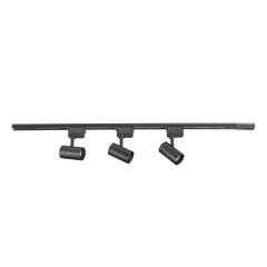 KIT TRILHO LED 3X10W PRETO 1M/TRILHO 3000K LUZ AMARELA