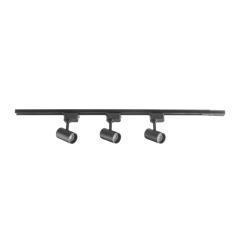 KIT TRILHO LED 3X5W PRETO 1M/TRILHO 3000K LUZ AMARELA